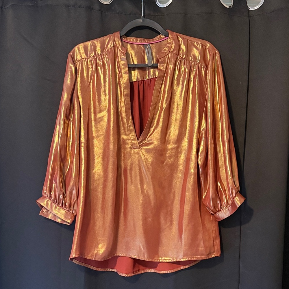Anthropologie Metallic Copper Blouse